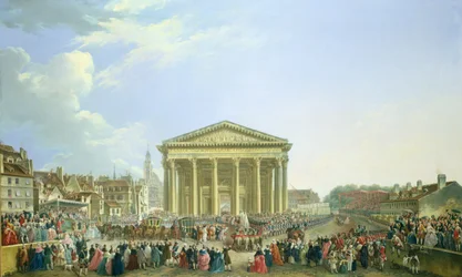 Ceremonia de colocación de la primera piedra de la nueva iglesia de Santa Genoveva en 1763, 1764